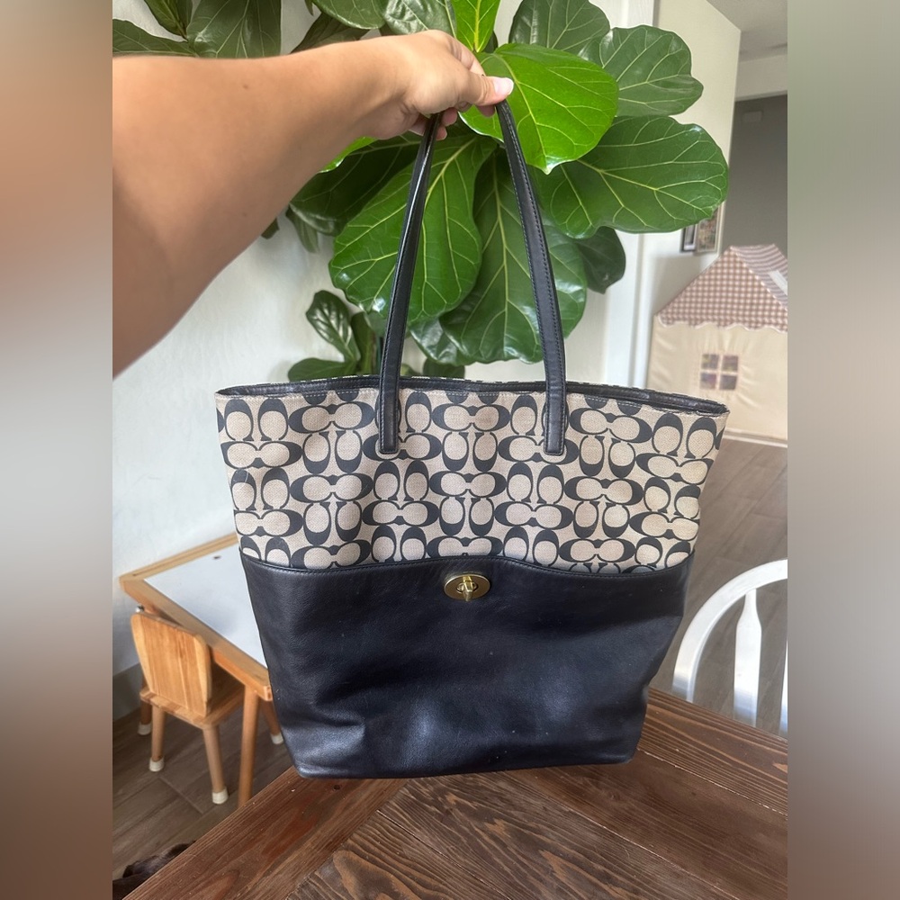 Coach Signature Turnlock Tote